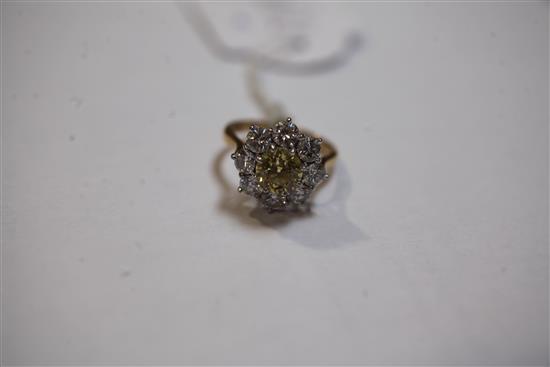 A 1960s 18ct gold and diamond cluster ring by Cropp & Farr, size M.